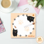 Moshicat cute cat memo pad, note pad, cute cat illustration, cute kitty, bullet journal, sticker shop, cat drawing, stationary, black cat,